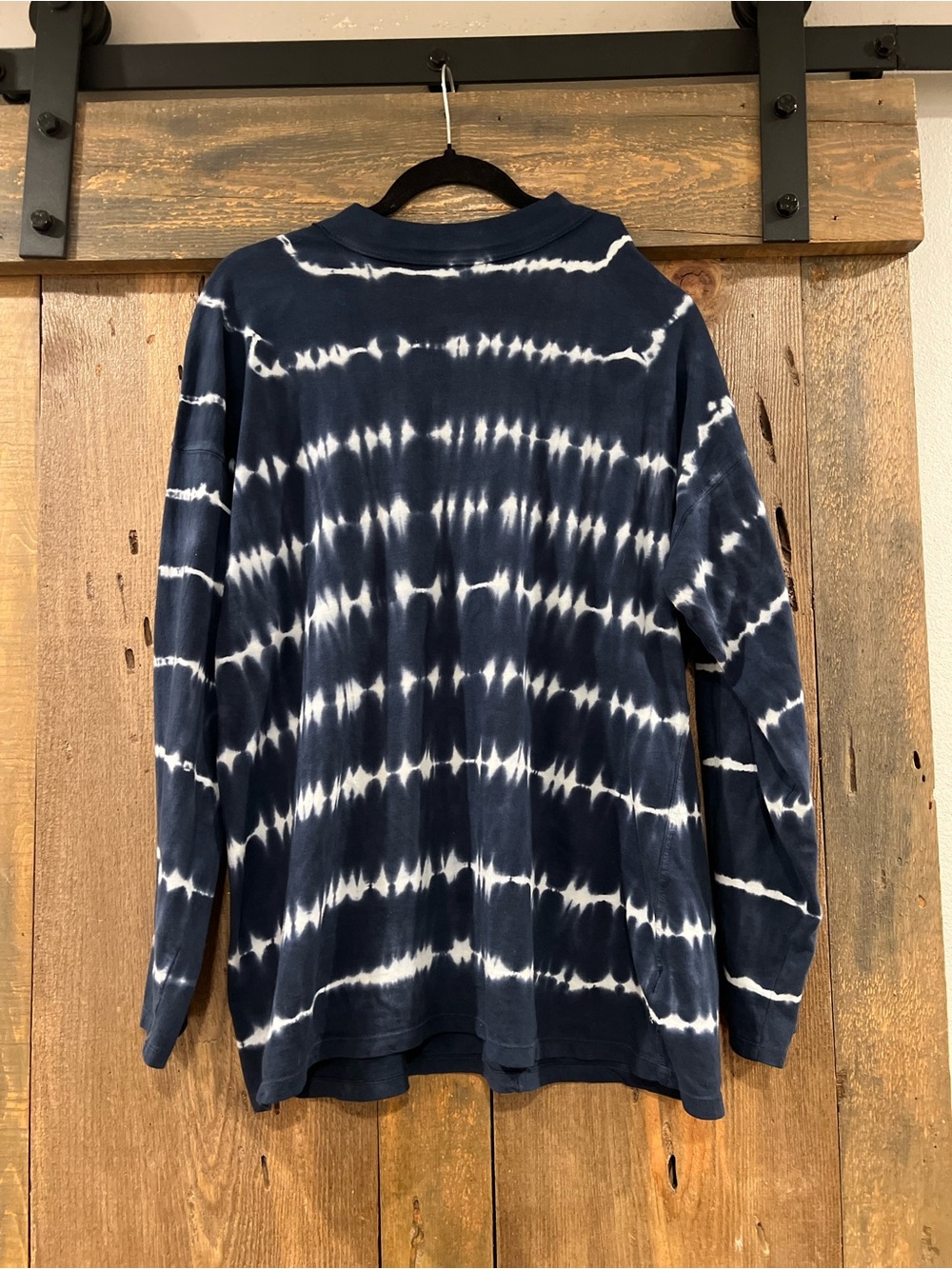 We The Free Free People Navy Tie Dye Be Free Mock Neck Long Sleeve Tee Top S